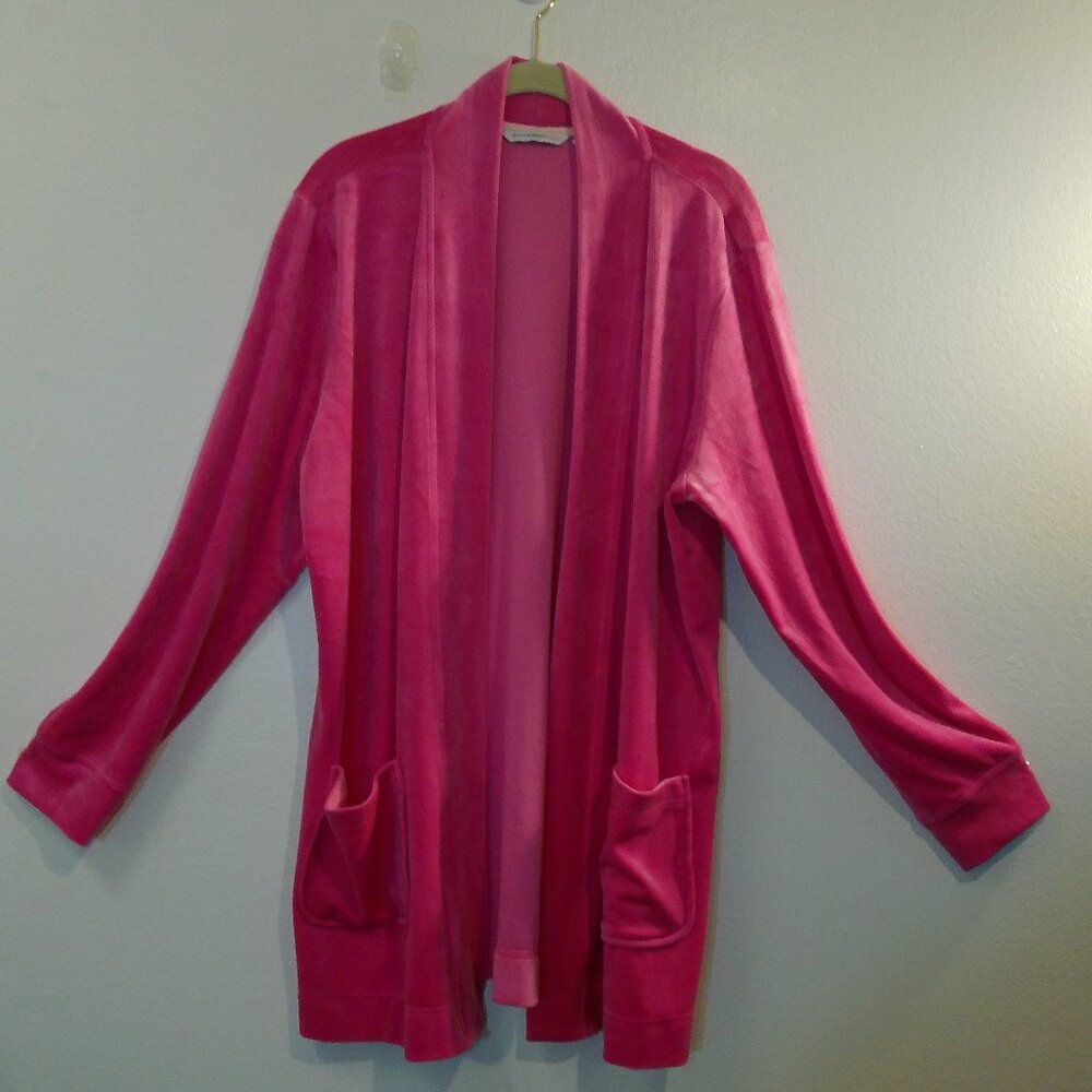 Isaac Mizrahi Live Shawl Collar Open Cardigan with Pockets Pink Size 1X